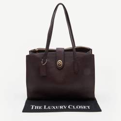 Pre Owned Coach Burgundy Leather Turnlock Charlie Carryall Tote