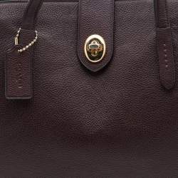 Pre Owned Coach Burgundy Leather Turnlock Charlie Carryall Tote