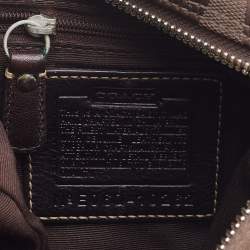 Pre Owned Coach Dark Brown/Beige Signature Canvas and Leather Hampton Tote