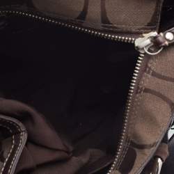 Pre Owned Coach Dark Brown/Beige Signature Canvas and Leather Hampton Tote