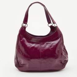 Pre Owned Coach Purple Patent Leather Madison Maggie Hobo