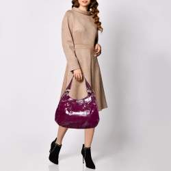 Pre Owned Coach Purple Patent Leather Madison Maggie Hobo