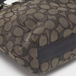 Pre Owned Coach Grey/Black Signature Canvas and Leather Prairie Signature Satchel