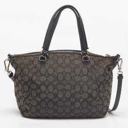Pre Owned Coach Grey/Black Signature Canvas and Leather Prairie Signature Satchel