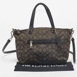 Pre Owned Coach Grey/Black Signature Canvas and Leather Prairie Signature Satchel
