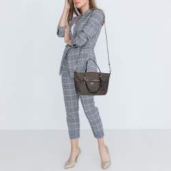 Pre Owned Coach Grey/Black Signature Canvas and Leather Prairie Signature Satchel