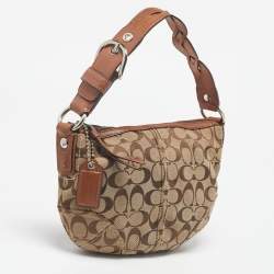Coach Beige/Brown Signature Canvas and Leather Soho Hobo