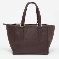 Pre Owned Coach Burgundy Leather Crosby Carryall 21 Tote