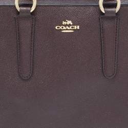 Pre Owned Coach Burgundy Leather Crosby Carryall 21 Tote
