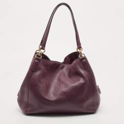 Pre Owned Coach Purple Leather Edie Shoulder Bag