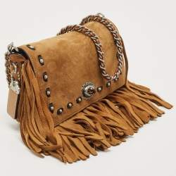 Pre Owned Coach Brown Suede Fringe Dinky Crossbody Bag
