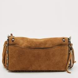 Pre Owned Coach Brown Suede Fringe Dinky Crossbody Bag