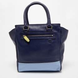 Pre Owned Coach Two Tone Blue Leather Tanner Legacy Tote