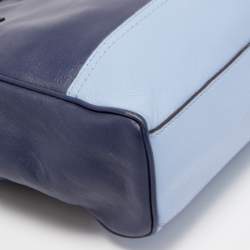 Pre Owned Coach Two Tone Blue Leather Tanner Legacy Tote