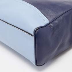 Pre Owned Coach Two Tone Blue Leather Tanner Legacy Tote