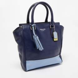 Pre Owned Coach Two Tone Blue Leather Tanner Legacy Tote