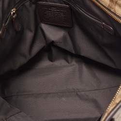 Pre Owned Coach Beige/Brown Signature Coated Canvas and Leather City Zip Tote