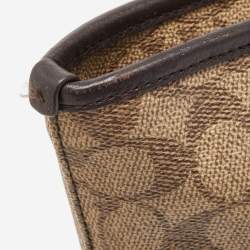 Pre Owned Coach Beige/Brown Signature Coated Canvas and Leather City Zip Tote
