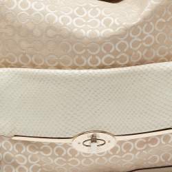 Coach Cream Op Art Fabric and Leather Madison Hobo 