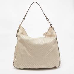 Coach Cream Op Art Fabric and Leather Madison Hobo 