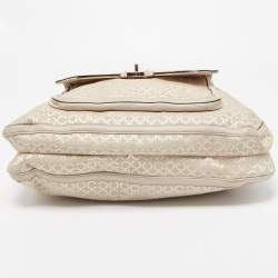 Coach Cream Op Art Fabric and Leather Madison Hobo 