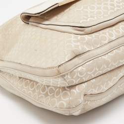 Coach Cream Op Art Fabric and Leather Madison Hobo 