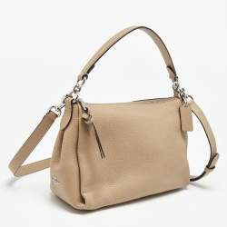 Coach Taupe Pebbled Leather Soft Shay Shoulder Bag