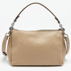 Coach Taupe Pebbled Leather Soft Shay Shoulder Bag