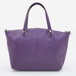 Pre Owned Coach Purple Pebbled Leather Prairie Satchel