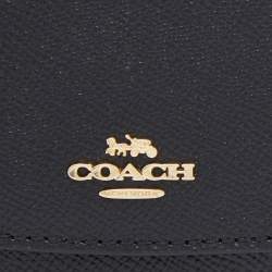 Pre Owned Coach Black Leather Trifold Compact Wallet