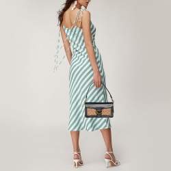 Pre Owned Coach Black/Beige Signature Coated Canvas and Leather Tabby 26 Shoulder Bag