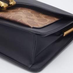 Pre Owned Coach Black/Beige Signature Coated Canvas and Leather Tabby 26 Shoulder Bag