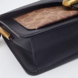 Pre Owned Coach Black/Beige Signature Coated Canvas and Leather Tabby 26 Shoulder Bag