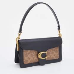 Pre Owned Coach Black/Beige Signature Coated Canvas and Leather Tabby 26 Shoulder Bag