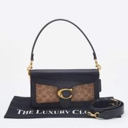 Pre Owned Coach Black/Beige Signature Coated Canvas and Leather Tabby 26 Shoulder Bag