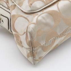 Coach Beige Signature Canvas and Leather Buckle Satchel