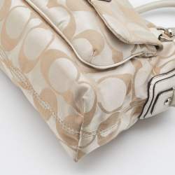 Coach Beige Signature Canvas and Leather Buckle Satchel