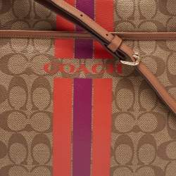 Coach Brown Signature Coated Canvas Varsity Stripe File Messenger Bag