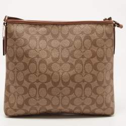 Coach Brown Signature Coated Canvas Varsity Stripe File Messenger Bag