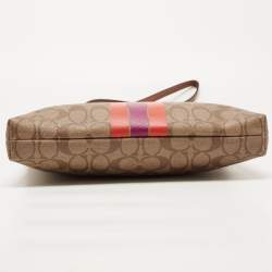 Coach Brown Signature Coated Canvas Varsity Stripe File Messenger Bag