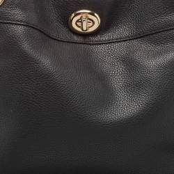 Pre Owned Coach Black Leather Turnlock Edie Shoulder Bag