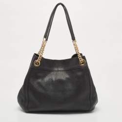 Pre Owned Coach Black Leather Turnlock Edie Shoulder Bag