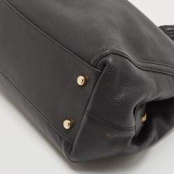 Pre Owned Coach Black Leather Turnlock Edie Shoulder Bag
