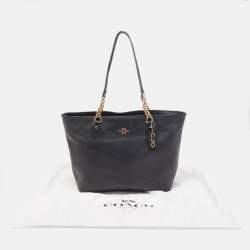 Pre Owned Coach Black Leather Sophia Tote