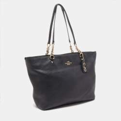 Pre Owned Coach Black Leather Sophia Tote