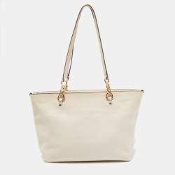 Pre Owned Coach Light Beige Leather Small Sophia Tote