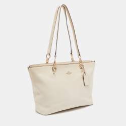 Pre Owned Coach Light Beige Leather Small Sophia Tote