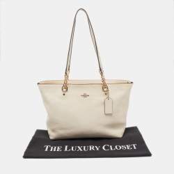 Pre Owned Coach Light Beige Leather Small Sophia Tote