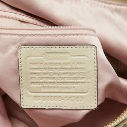 Pre Owned Coach Beige/Gold Op Art Sequins, Canvas and Leather Kristin Hobo