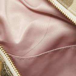 Pre Owned Coach Beige/Gold Op Art Sequins, Canvas and Leather Kristin Hobo